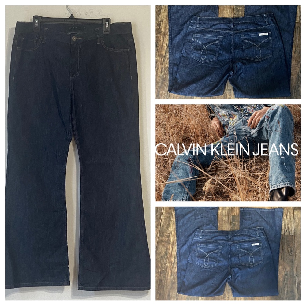 NWOT Calvin Klein Dark Wash Wide Leg Flare Jeans